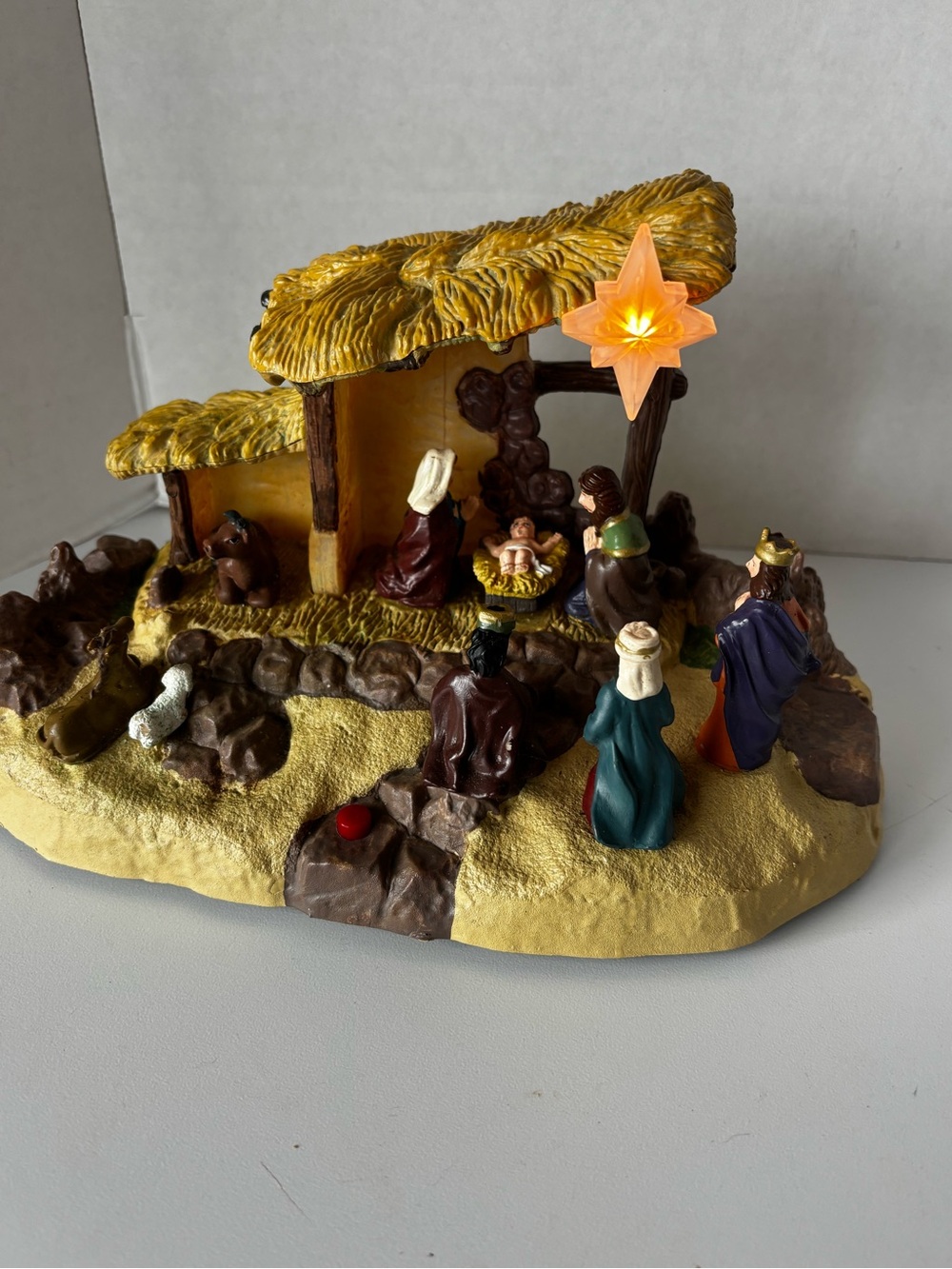 Gemmy Vintage Narrated Musical Light Up Jesus Nativity Scene 1999 Tested Works